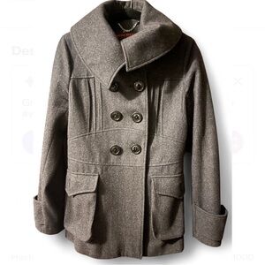 Miss Sixty Grey Wool-Blend Military Peacoat –